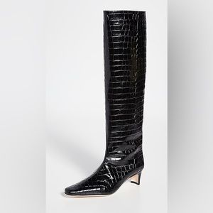 Staud Wally Croc-Embossed Leather Knee-High Boots